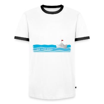 Ich will Meer - Männer Kontrast-T-Shirt - Weiß/Schwarz - Vorne - AI Model Female 172 light (172cm) & AI Model Male 178 dark (178cm)