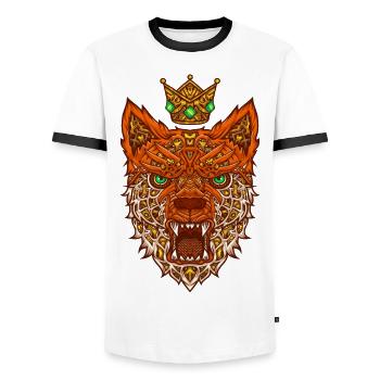 Nano fox with crown - Men's Ringer Shirt - white/black - Front - AI Model Female 172 light (172cm) & AI Model Male 178 dark (178cm)