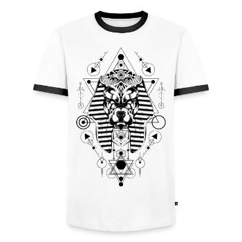 masque abstrait - T-shirt contrasté Homme - blanc/noir - Devant - AI Model Female 172 light (172cm) & AI Model Male 178 dark (178cm)