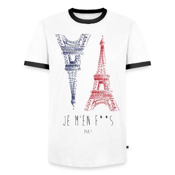 Je m'en F**s (I don't give a f*ck) - Männer Kontrast-T-Shirt - Weiß/Schwarz - Vorne - AI Model Female 172 light (172cm) & AI Model Male 178 dark (178cm)