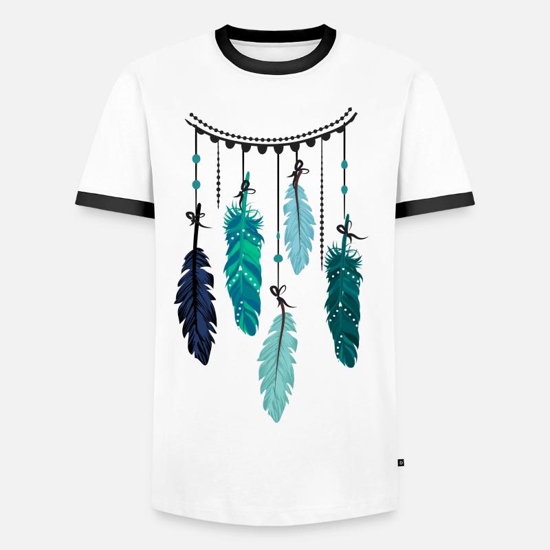 Boho feathers - Men's Ringer Shirt - white/black
