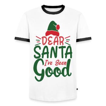 dear santa no regrets père noël pas de remords - T-shirt contrasté Homme - blanc/noir - Devant - AI Model Female 172 light (172cm) & AI Model Male 178 dark (178cm)
