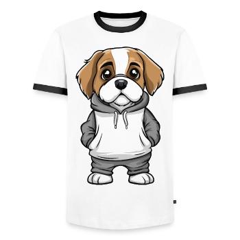 Saint Bernard Hund Lustig - Männer Kontrast-T-Shirt - Weiß/Schwarz - Vorne - AI Model Female 172 light (172cm) & AI Model Male 178 dark (178cm)