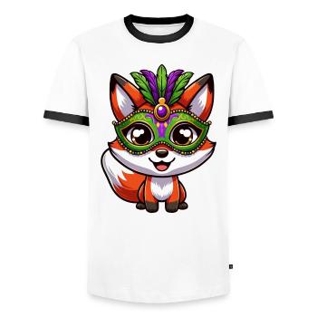 Mardi Gras Fuchs Maske - Männer Kontrast-T-Shirt - Weiß/Schwarz - Vorne - AI Model Female 172 light (172cm) & AI Model Male 178 dark (178cm)