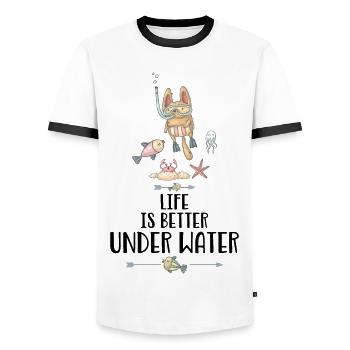 plongeur - T-shirt contrasté Homme - blanc/noir - Devant - AI Model Female 172 light (172cm) & AI Model Male 178 dark (178cm)