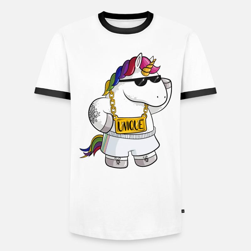 Unique Comic Einhorn - Männer Kontrast-T-Shirt - Weiß/Schwarz