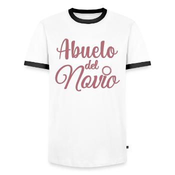 Abuelo del Novio Groom's Grandpa Wedding Gift - Men's Ringer Shirt - white/black - Front - AI Model Female 172 light (172cm) & AI Model Male 178 dark (178cm)