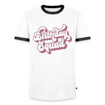 Birthday Squad Matching Group Birthday Party Gift - Men's Ringer Shirt - white/black - Front - AI Model Female 172 light (172cm) & AI Model Male 178 dark (178cm)