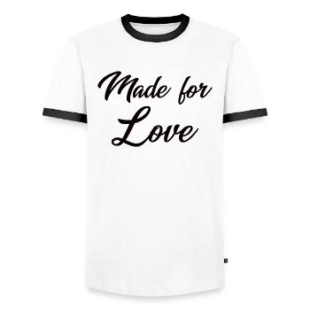 Made for love - Men's Ringer Shirt - white/black - Front - AI Model Female 172 light (172cm) & AI Model Male 178 dark (178cm)