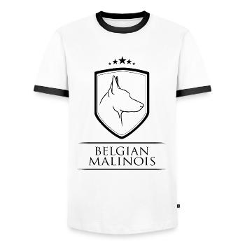 BELGIAN MALINOIS Hunde Hund Hundesport Wilsigns - Männer Kontrast-T-Shirt - Weiß/Schwarz - Vorne - AI Model Female 172 light (172cm) & AI Model Male 178 dark (178cm)