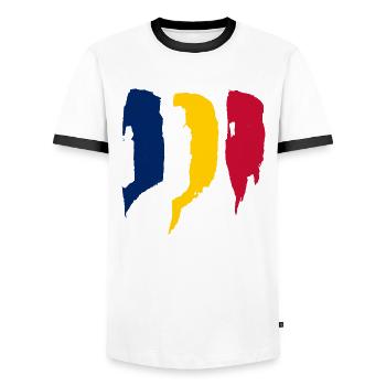 Chad - Men's Ringer Shirt - white/black - Front - AI Model Female 172 light (172cm) & AI Model Male 178 dark (178cm)