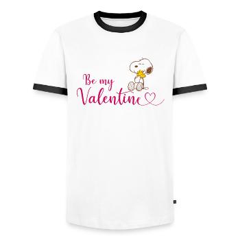 Peanuts Snoopy und Woodstock Be My Valentine - Männer Kontrast-T-Shirt - Weiß/Schwarz - Vorne - AI Model Female 172 light (172cm) & AI Model Male 178 dark (178cm)