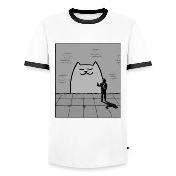 Sleepy Cat - Men's Ringer Shirt - white/black - Front - AI Model Female 172 light (172cm) & AI Model Male 178 dark (178cm)