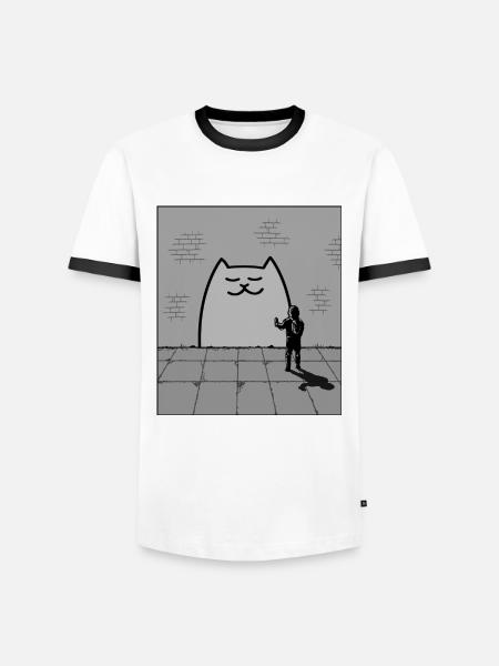Schläfrige Katze - Männer Kontrast-T-Shirt - Weiß/Schwarz
