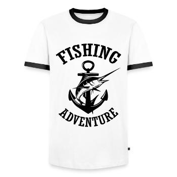 Fishing adventure - Men's Ringer Shirt - white/black - Front - AI Model Female 172 light (172cm) & AI Model Male 178 dark (178cm)