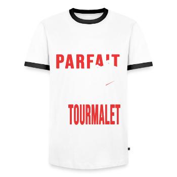 j ai fais le tourmalet à vélo cadeau velo cycliste - T-shirt contrasté Homme - blanc/noir - Devant - AI Model Female 172 light (172cm) & AI Model Male 178 dark (178cm)