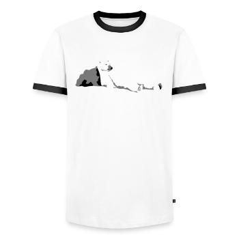 Eisbär - Männer Kontrast-T-Shirt - Weiß/Schwarz - Vorne - AI Model Female 172 light (172cm) & AI Model Male 178 dark (178cm)