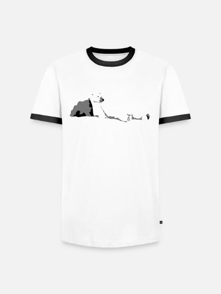 Eisbär - Männer Kontrast-T-Shirt - Weiß/Schwarz