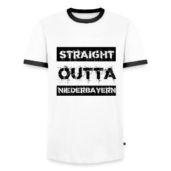 Straight Outta Niederbayern Bayern Geschenk Stadt - Männer Kontrast-T-Shirt - Weiß/Schwarz - Vorne - AI Model Female 172 light (172cm) & AI Model Male 178 dark (178cm)