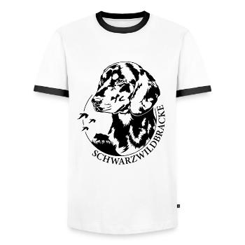 Schwarzwildbracke Portrait Hunde Jagdhund Wilsigns - Männer Kontrast-T-Shirt - Weiß/Schwarz - Vorne - AI Model Female 172 light (172cm) & AI Model Male 178 dark (178cm)