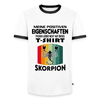 Geburtstag Sternzeichen Retro Skorpion - Männer Kontrast-T-Shirt - Weiß/Schwarz - Vorne - AI Model Female 172 light (172cm) & AI Model Male 178 dark (178cm)