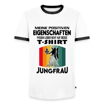 Geburtstag Sternzeichen Retro Jungfrau - Männer Kontrast-T-Shirt - Weiß/Schwarz - Vorne - AI Model Female 172 light (172cm) & AI Model Male 178 dark (178cm)