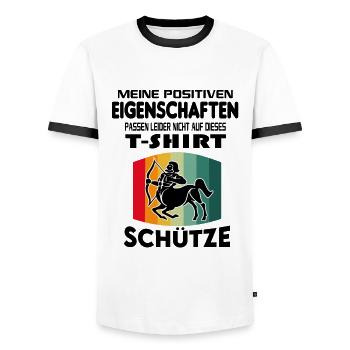 Geburtstag Sternzeichen Retro Schütze - Männer Kontrast-T-Shirt - Weiß/Schwarz - Vorne - AI Model Female 172 light (172cm) & AI Model Male 178 dark (178cm)