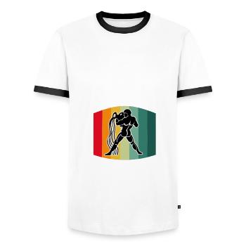 Geburtstag Sternzeichen Retro Wassermann - Männer Kontrast-T-Shirt - Weiß/Schwarz - Vorne - AI Model Female 172 light (172cm) & AI Model Male 178 dark (178cm)