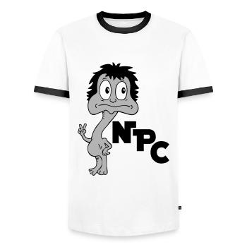 Sprüche Lustige Comic NPC - Männer Kontrast-T-Shirt - Weiß/Schwarz - Vorne - AI Model Female 172 light (172cm) & AI Model Male 178 dark (178cm)
