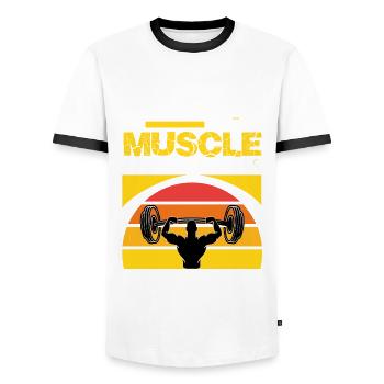 Bodybuilding Hantel Muskel aufbauen Training - Männer Kontrast-T-Shirt - Weiß/Schwarz - Vorne - AI Model Female 172 light (172cm) & AI Model Male 178 dark (178cm)