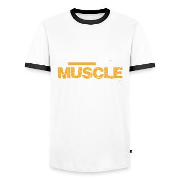 Bodybuilding Hantel Muskel aufbauen Training - Männer Kontrast-T-Shirt - Weiß/Schwarz - Vorne - AI Model Female 172 light (172cm) & AI Model Male 178 dark (178cm)