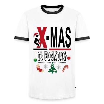 X Mas Christmas is Fucking Scheisse Mist - Männer Kontrast-T-Shirt - Weiß/Schwarz - Vorne - AI Model Female 172 light (172cm) & AI Model Male 178 dark (178cm)