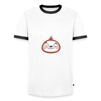 Don't hurry be happy lazy sloth Geschenk - Männer Kontrast-T-Shirt - Weiß/Schwarz - Vorne - AI Model Female 172 light (172cm) & AI Model Male 178 dark (178cm)