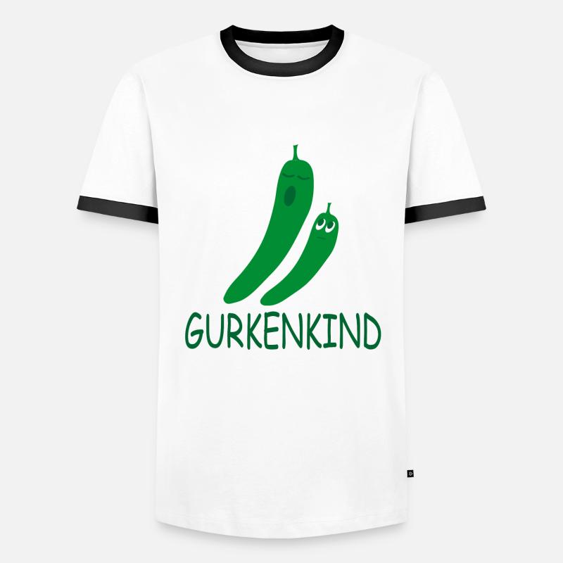 Gurkenkind - Männer Kontrast-T-Shirt - Weiß/Schwarz