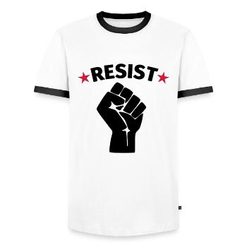 Resistance protest raised fist - Men's Ringer Shirt - white/black - Front - AI Model Female 172 light (172cm) & AI Model Male 178 dark (178cm)