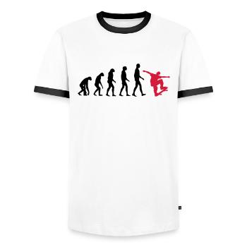 Skater Evolution - Skateboard - Skating - Geschenk - Männer Kontrast-T-Shirt - Weiß/Schwarz - Vorne - AI Model Female 172 light (172cm) & AI Model Male 178 dark (178cm)
