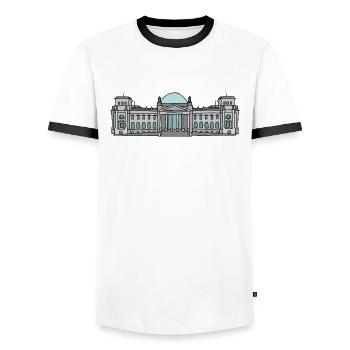 Reichstag building BERLIN c - Men's Ringer Shirt - white/black - Front - AI Model Female 172 light (172cm) & AI Model Male 178 dark (178cm)