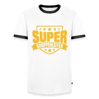 Super Gruppenleiter - Männer Kontrast-T-Shirt - Weiß/Schwarz - Vorne - AI Model Female 172 light (172cm) & AI Model Male 178 dark (178cm)