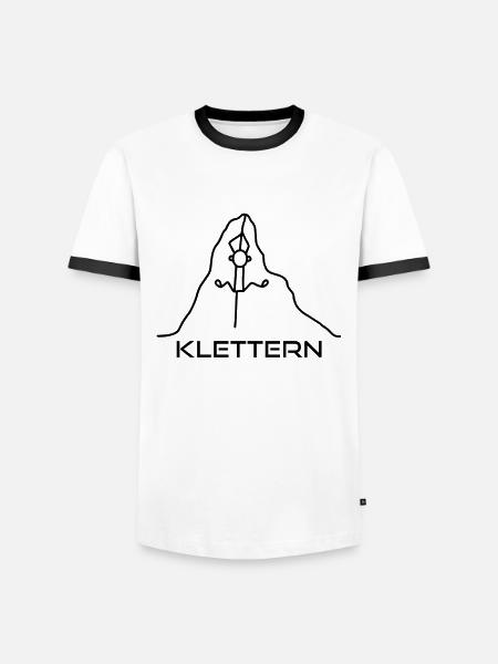 Klettern am Seil - Männer Kontrast-T-Shirt - Weiß/Schwarz