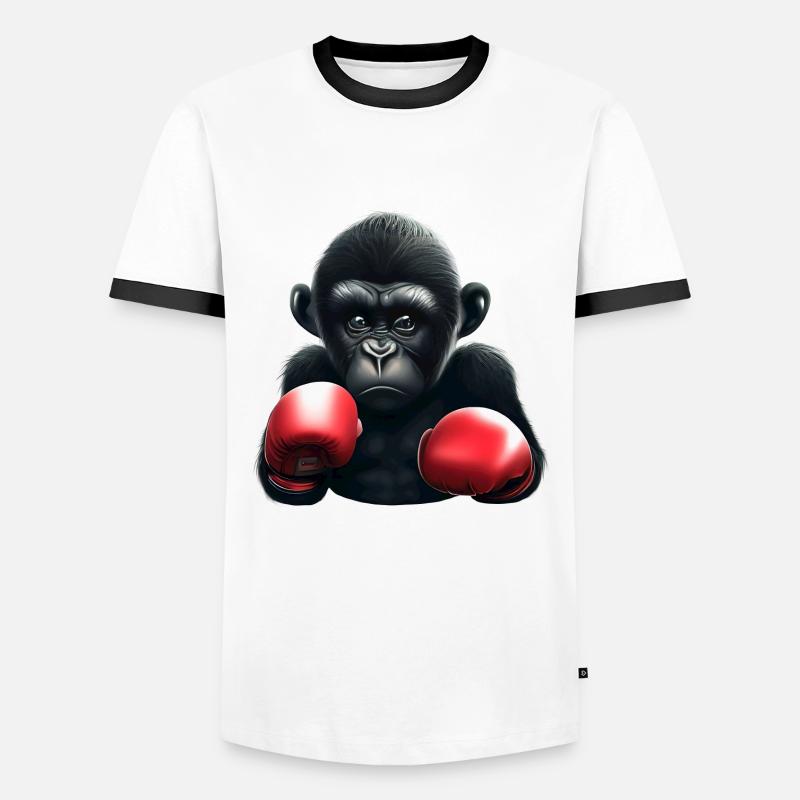 Boxer Affe - Männer Kontrast-T-Shirt - Weiß/Schwarz