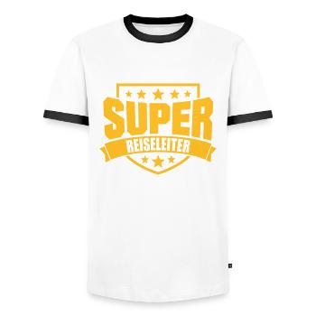 Super Reiseleiter - Männer Kontrast-T-Shirt - Weiß/Schwarz - Vorne - AI Model Female 172 light (172cm) & AI Model Male 178 dark (178cm)