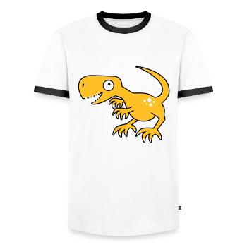 Dinosaur, dinosaur, Tyrannosaurus Rex - Men's Ringer Shirt - white/black - Front - AI Model Female 172 light (172cm) & AI Model Male 178 dark (178cm)