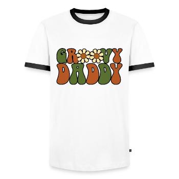 Retro Groovy Daddy Matching Family Baby Shower - T-shirt contrasté Homme - blanc/noir - Devant - AI Model Female 172 light (172cm) & AI Model Male 178 dark (178cm)