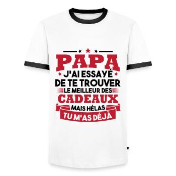 Papa J'ai Essayé De Te Trouver Le Meilleur Cadeau - T-shirt contrasté Homme - blanc/noir - Devant - AI Model Female 172 light (172cm) & AI Model Male 178 dark (178cm)