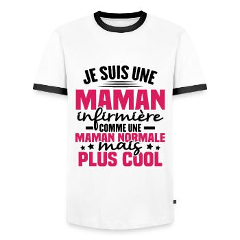 Je suis une maman infirmière - T-shirt contrasté Homme - blanc/noir - Devant - AI Model Female 172 light (172cm) & AI Model Male 178 dark (178cm)