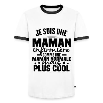 Je suis une maman infirmière - T-shirt contrasté Homme - blanc/noir - Devant - AI Model Female 172 light (172cm) & AI Model Male 178 dark (178cm)