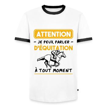 I can talk about horseback riding at any time - Men's Ringer Shirt - white/black - Front - AI Model Female 172 light (172cm) & AI Model Male 178 dark (178cm)