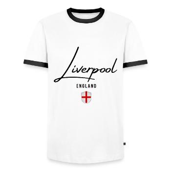 Ich liebe Liverpool, Liverpool England - Männer Kontrast-T-Shirt - Weiß/Schwarz - Vorne - AI Model Female 172 light (172cm) & AI Model Male 178 dark (178cm)