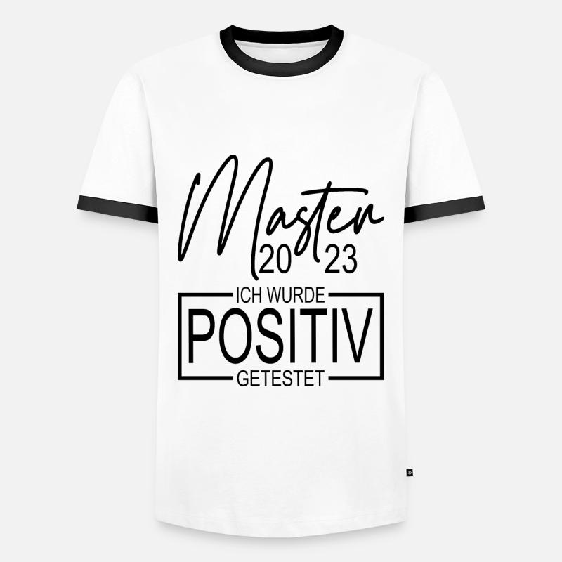 Master Abschluss 2023 positiv getestet - Männer Kontrast-T-Shirt - Weiß/Schwarz