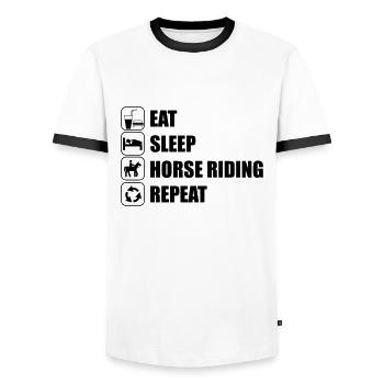 Eat Sleep Horse Riding - T-shirt contrasté Homme - blanc/noir - Devant - AI Model Female 172 light (172cm) & AI Model Male 178 dark (178cm)